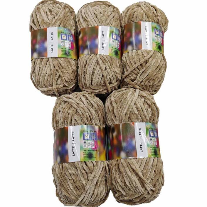 İhraç Fazlası Kadife Örgü İpi ( 5 Adet ) Taş Rengi - 1