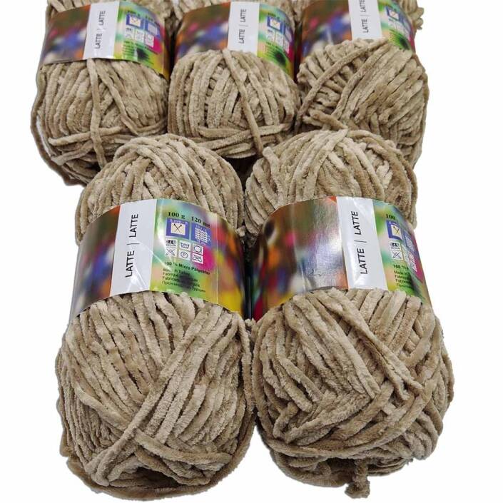 İhraç Fazlası Kadife Örgü İpi ( 5 Adet ) Taş Rengi - 2