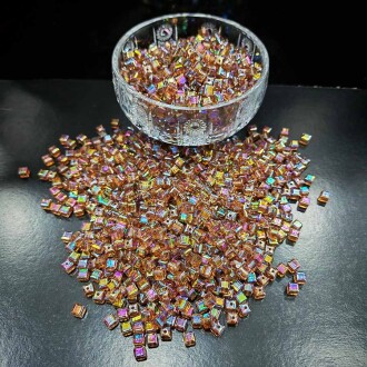 Janjanlı Kare Boncuk 8x8 Mm ( 500 Gram ) Bej - Orivyum