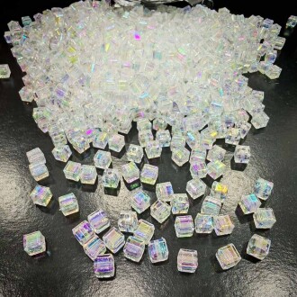 Janjanlı Kare Boncuk 8x8 Mm ( 500 Gram ) Şeffaf - 2