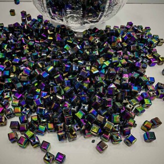 Janjanlı Kare Boncuk 8x8 Mm ( 500 Gram ) Siyah Rengarenk - 2