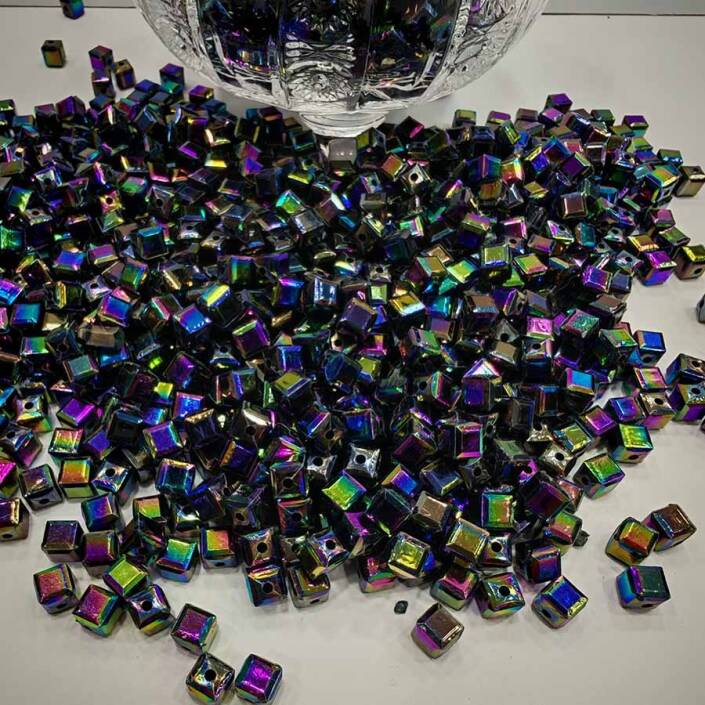 Janjanlı Kare Boncuk 8x8 Mm ( 500 Gram ) Siyah Rengarenk - 2