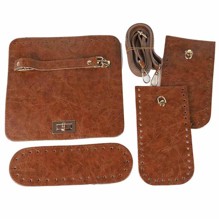 Kabartmalı Suni Deri Çanta Seti - 6