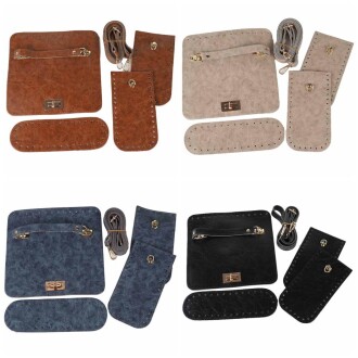 Kabartmalı Suni Deri Çanta Seti - Orivyum