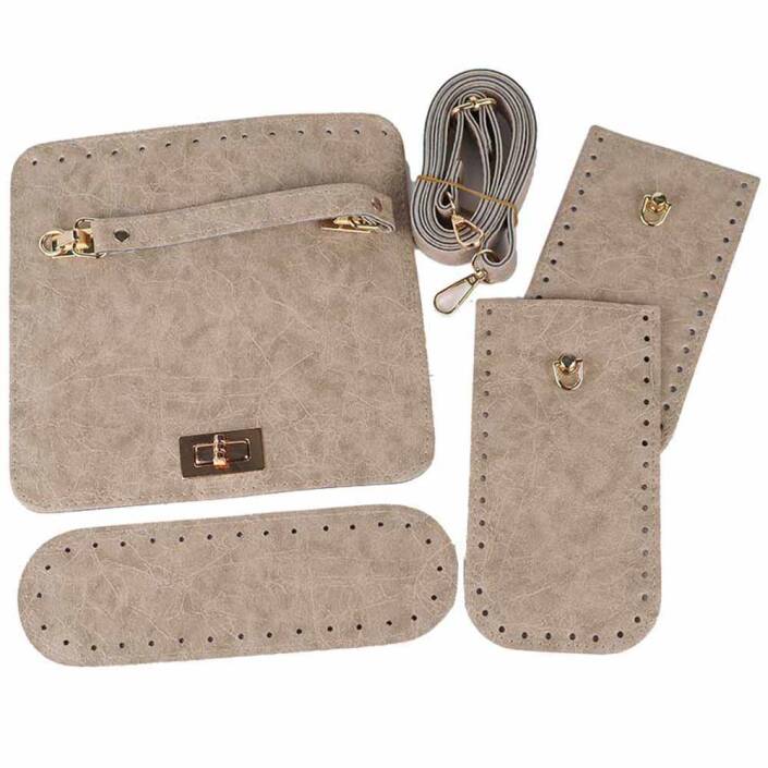 Kabartmalı Suni Deri Çanta Seti - 2