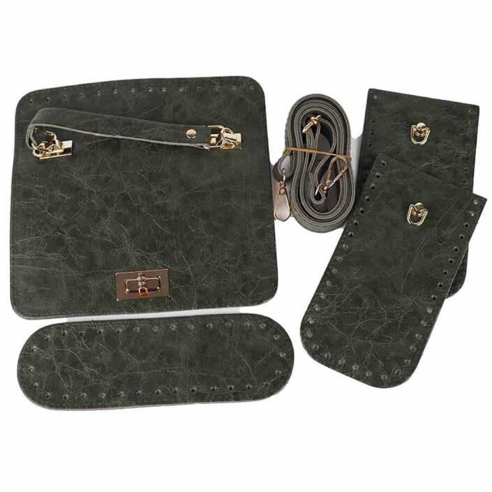 Kabartmalı Suni Deri Çanta Seti - 3