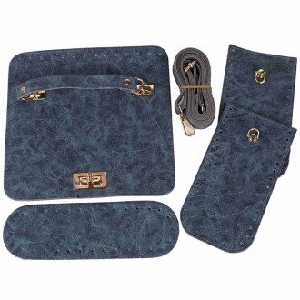 Kabartmalı Suni Deri Çanta Seti - 4