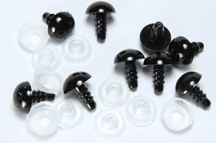 Kilitli Göz Saf Siyah 16 Mm ( 4 Çift ) - 1