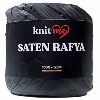 Knit Me Saten Rafya İpi ( 100 Gram ) Siyah - Knit Me