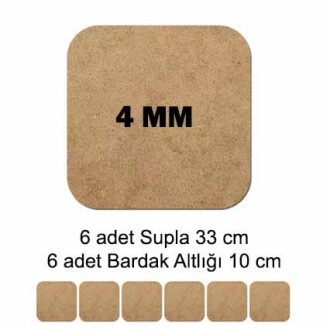 Mdf Supla Tabanı Seti 12 Parça ( 4mm ) Kare - Orivyum