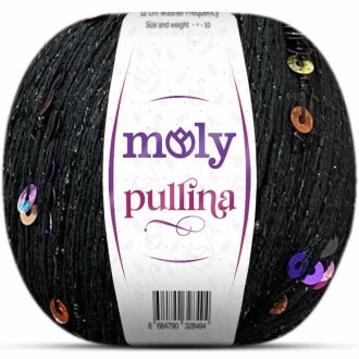 Moly Pullina Simli Örgü İpi ( 50 Gr ) 02 Siyah Rengarenk - moly
