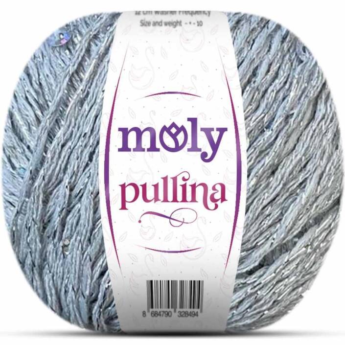Moly Pullina Simli Örgü İpi ( 50 Gr ) 04 Açık Gri - 1