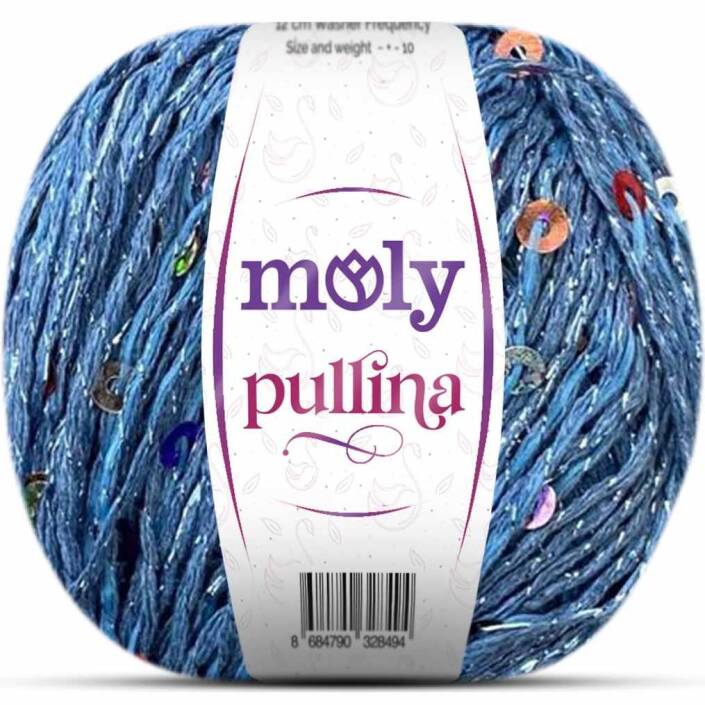 Moly Pullina Simli Örgü İpi ( 50 Gr ) 06 Kot Mavi - 1