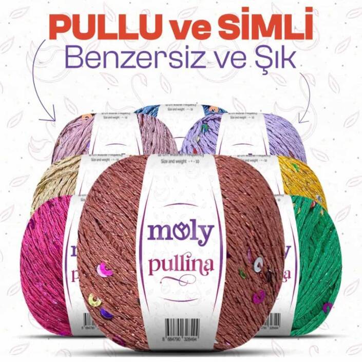 Moly Pullina Simli Örgü İpi ( 50 Gr ) 17 Kiremit - 3