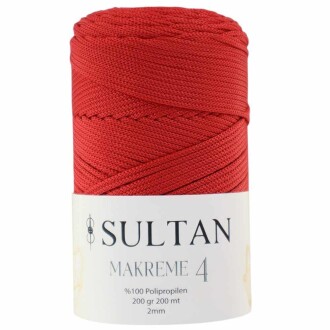 NO:4 Polyester Makrome İpi ( 200 Gr ) 100 Kırmızı - Orivyum