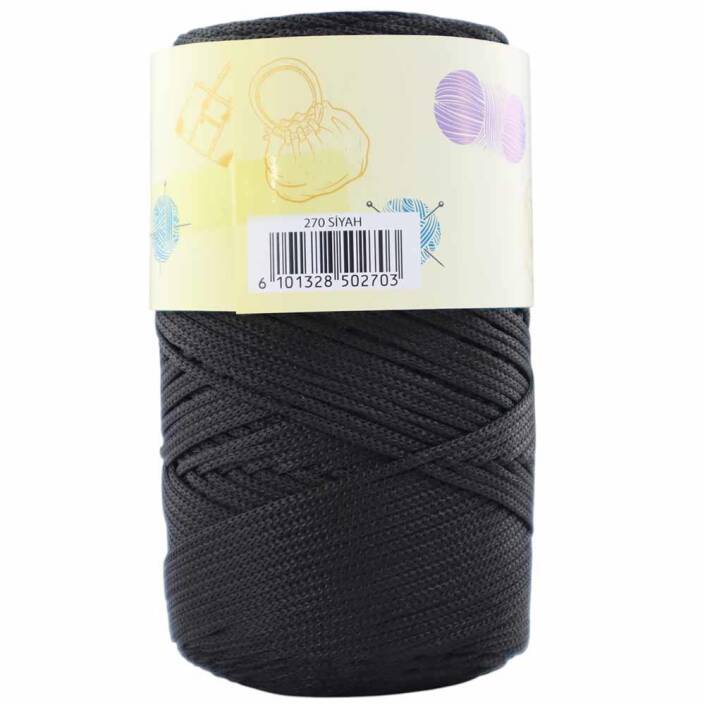 NO:4 Polyester Makrome İpi ( 200 Gr ) 270 Siyah - 1