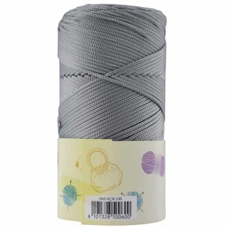 NO:4 Polyester Makrome İpi ( 200 Gr ) 60 Açık Gri - Orivyum