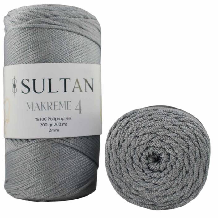 NO:4 Polyester Makrome İpi ( 200 Gr ) 60 Açık Gri - 2