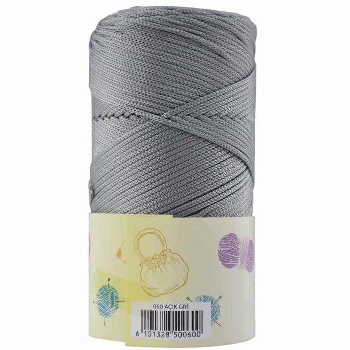 NO:4 Polyester Makrome İpi ( 200 Gr ) 60 Açık Gri - 1