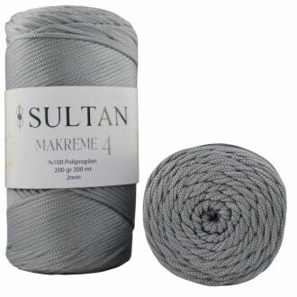 NO:4 Polyester Makrome İpi ( 200 Gr ) 60 Açık Gri - 2