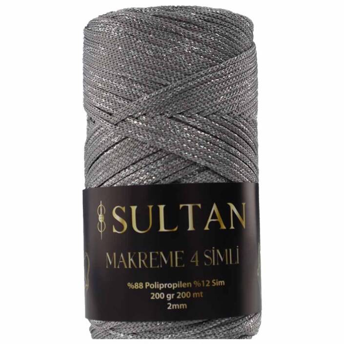 NO:4 Simli Polyester Makrome İpi ( 200 Gr ) 1064 Koyu Gri - 1