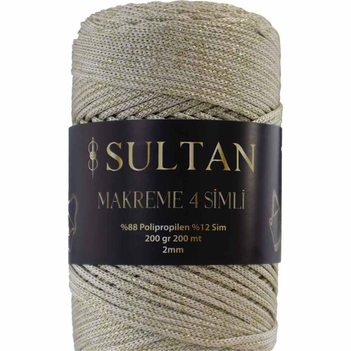 NO:4 Simli Polyester Makrome İpi ( 200 Gr ) 2016 Ekru - 1