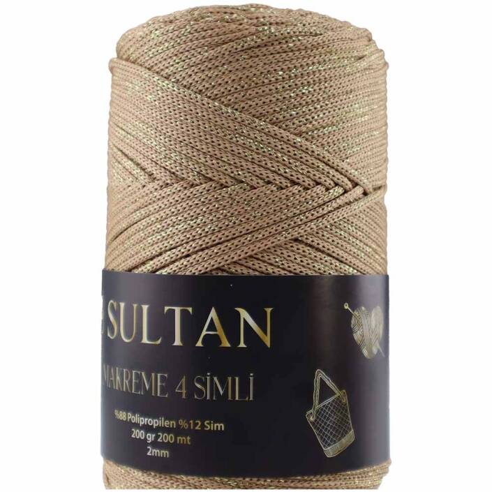 NO:4 Simli Polyester Makrome İpi ( 200 Gr ) 2031 Bej - 1