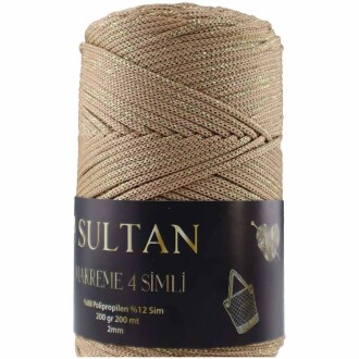 NO:4 Simli Polyester Makrome İpi ( 200 Gr ) 2031 Bej - Orivyum