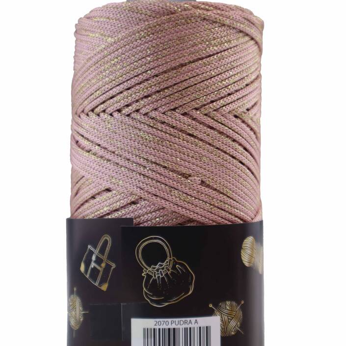NO:4 Simli Polyester Makrome İpi ( 200 Gr ) 2070 Pudra - 1
