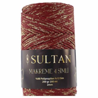 NO:4 Simli Polyester Makrome İpi ( 200 Gr ) 2110 Bordo - Sultan