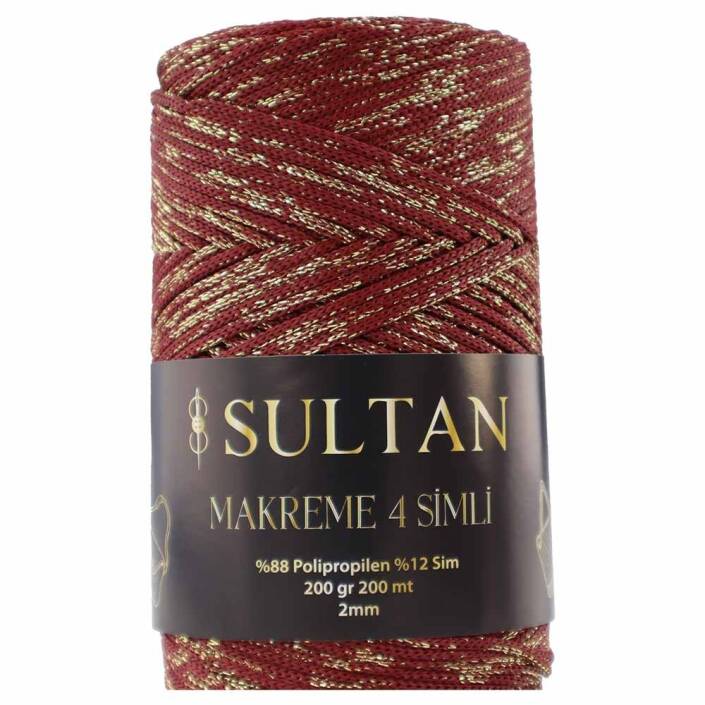 NO:4 Simli Polyester Makrome İpi ( 200 Gr ) 2110 Bordo - 1