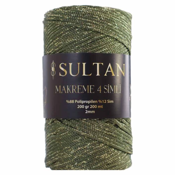 NO:4 Simli Polyester Makrome İpi ( 200 Gr ) 2193 Haki - 1