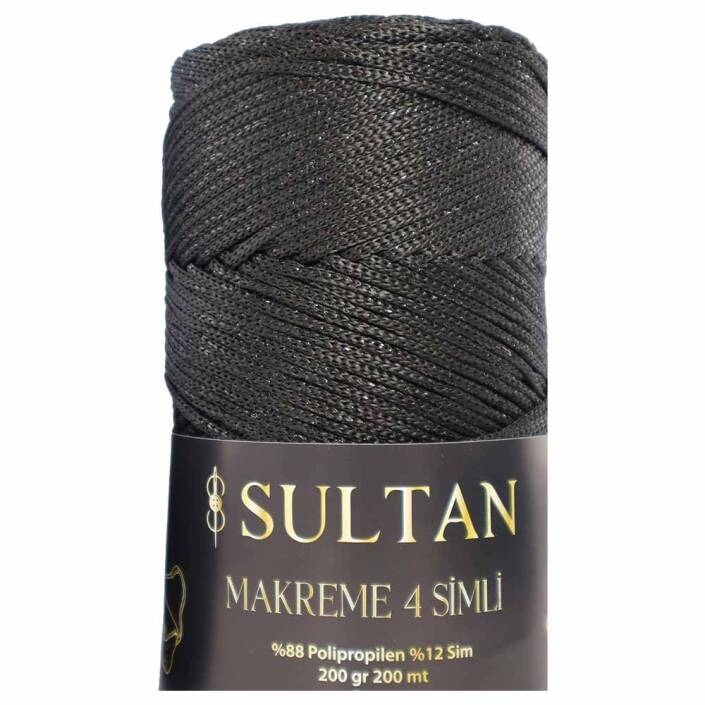 NO:4 Simli Polyester Makrome İpi ( 200 Gr ) 3270 Siyaha Siyah Sim - 1