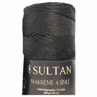 NO:4 Simli Polyester Makrome İpi ( 200 Gr ) 3270 Siyaha Siyah Sim - Orivyum