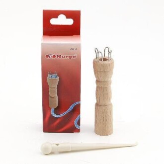 Nurge Ahşap 4 Pin Örgü Makarası + Plastik Tığ ( 240-3 ) - Nurge