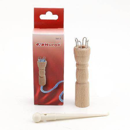 Nurge Ahşap 4 Pin Örgü Makarası + Plastik Tığ ( 240-3 ) - 1