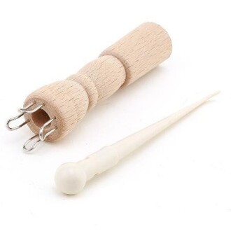 Nurge Ahşap 4 Pin Örgü Makarası + Plastik Tığ ( 240-3 ) - 2