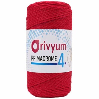Orivyum NO:4 Polyester Makrome İpi 100 Kırmızı ( 200 Gram ) - Orivyum