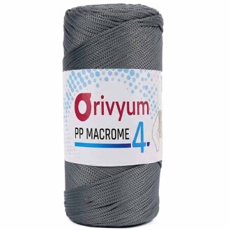 Orivyum NO:4 Polyester Makrome İpi 64 Orta Gri ( 200 Gram ) - Orivyum
