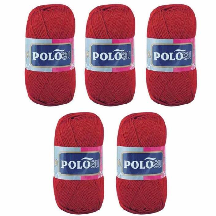 Polosu Lüks Patik El Örgü İpi 307 Kırmızı ( 5 Adet ) - 2