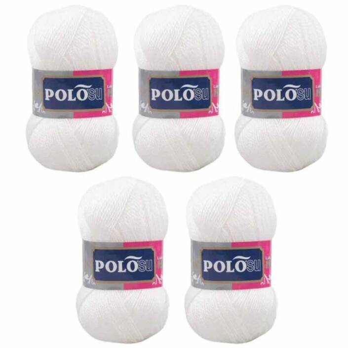 Polosu Lüks Patik El Örgü İpi 308 Beyaz ( 5 Adet ) - 2