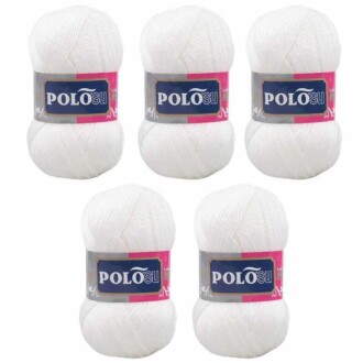 Polosu Lüks Patik El Örgü İpi 308 Beyaz ( 5 Adet ) - 2