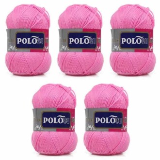 Polosu Lüks Patik El Örgü İpi 336 Gülpembe ( 5 Adet ) - 2