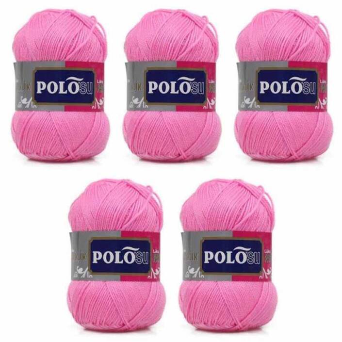 Polosu Lüks Patik El Örgü İpi 336 Gülpembe ( 5 Adet ) - 2