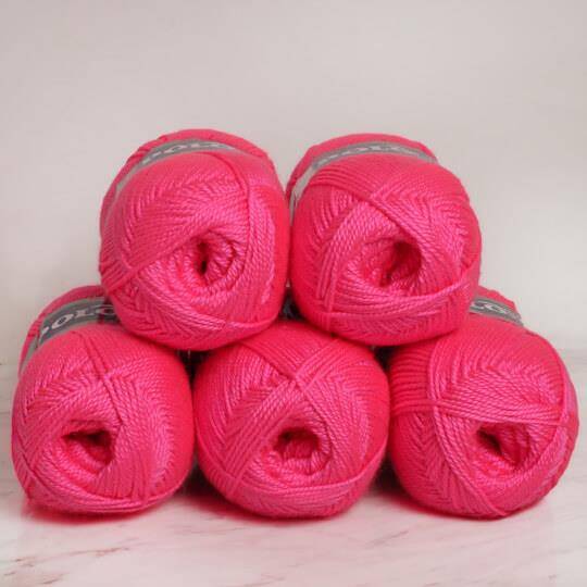 Polosu Lüks Patik El Örgü İpi 375 Koyu Şeker Pembe ( 5 Adet ) - 3