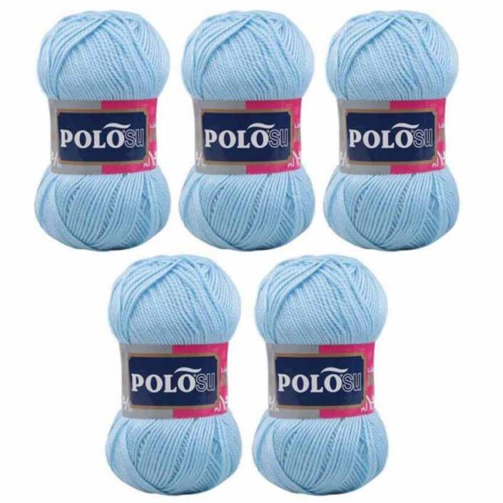Polosu Lüks Patik El Örgü İpi 377 Bebe Mavi ( 5 Adet ) - 2