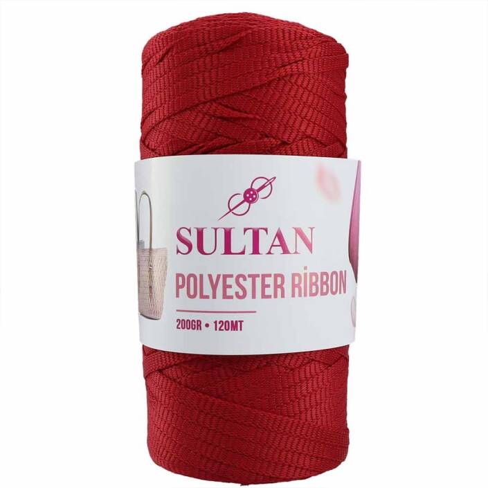 Polyester Ribbon Makrome ( 200 Gr ) 620 Koyu Kırmızı - 1