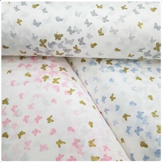 Poplin Kumaş Simli Kelebek ( 50x120 ) - Orivyum