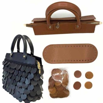 Pullu-2 Deri Pullu Deri Çanta Seti - Orivyum