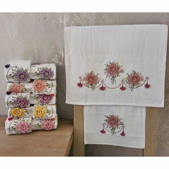 Rüya 3D Kadife Nakışlı Analı Kızlı Havlusu ( 50x90 ) Ve ( 30x50) - Rüya